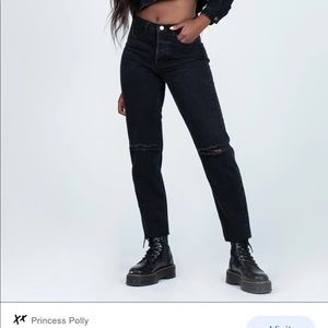 Princess Polly Black Denim Jeans